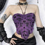 Gothic  Irregular Bandeau Halterneck Flocked Backless Crop Top