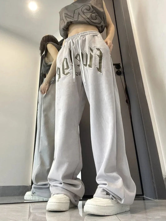 Harmonic Hip Hop Streetwear Harajuku Style BF Grey Sweatpants