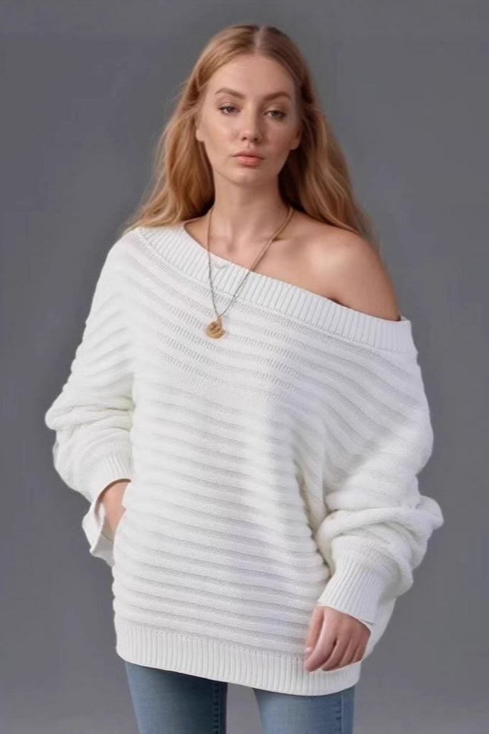 Textured One Shoulder Knit Sweater Main image