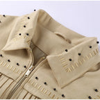 Retro Tassel Beaded Zipper Jacket