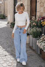 High Waist Straight Leg Wide Leg Jeans