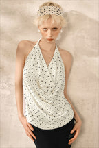 Polka Dot Halter Backless Tank Top