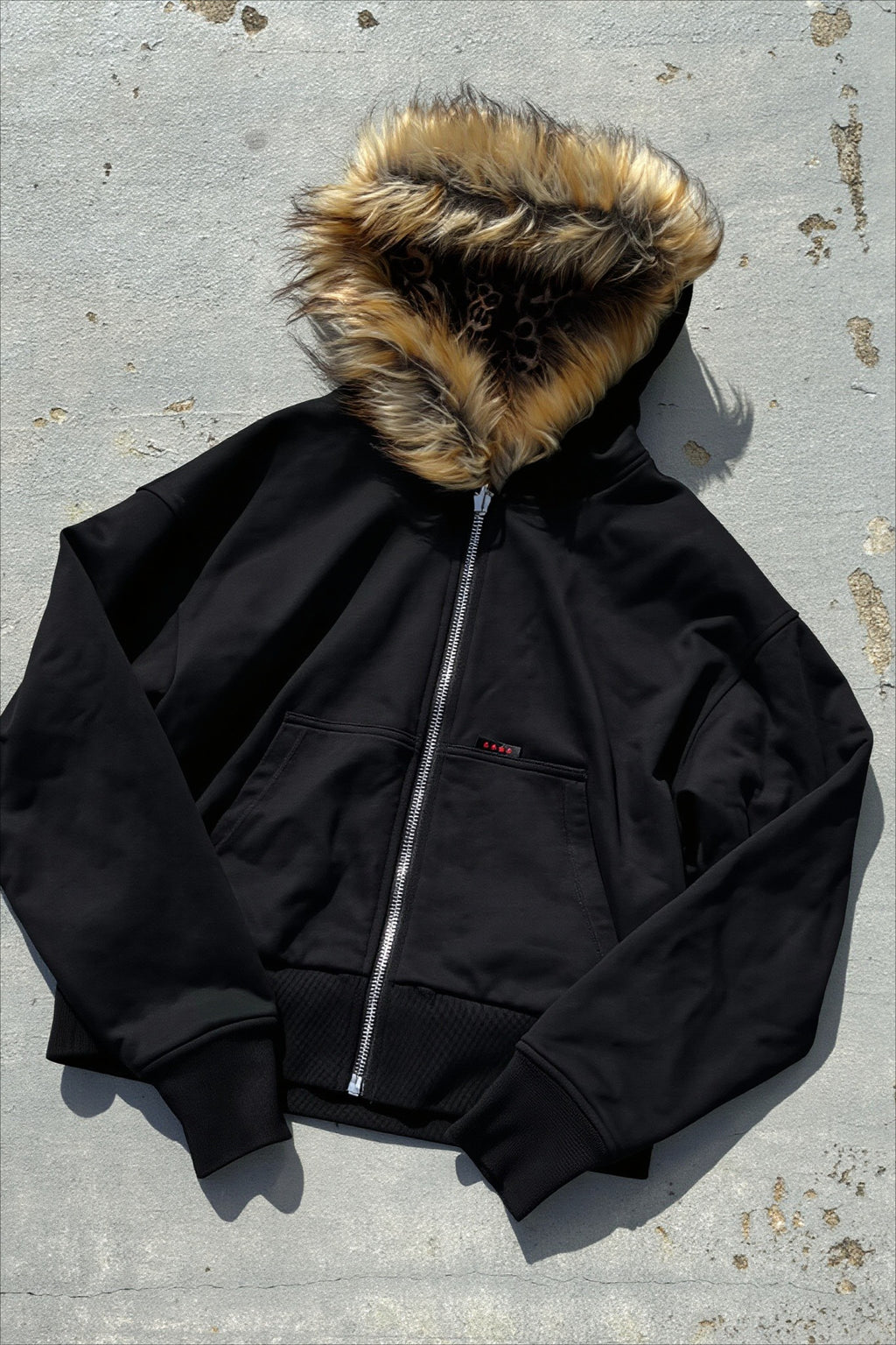 Reversible Leopard Panel Zip-Up Hoodie