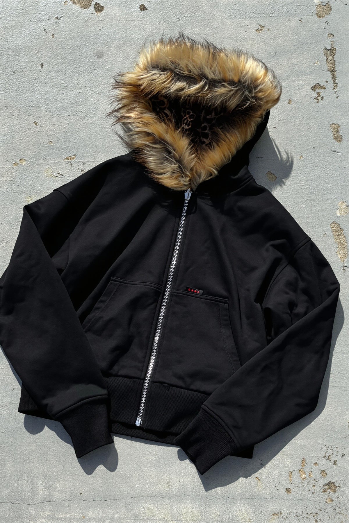 Reversible Leopard Panel Zip-Up Hoodie