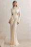 Elegant Solid Turtleneck Long Sleeve Ruched Bodycon Dress