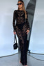 Sheer Lace Cutout Pattern Bodycon Maxi Lace Dress