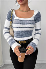 Casual Stripe Color Block Sweater