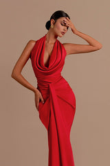 Satin Halter Backless Birthday Dress