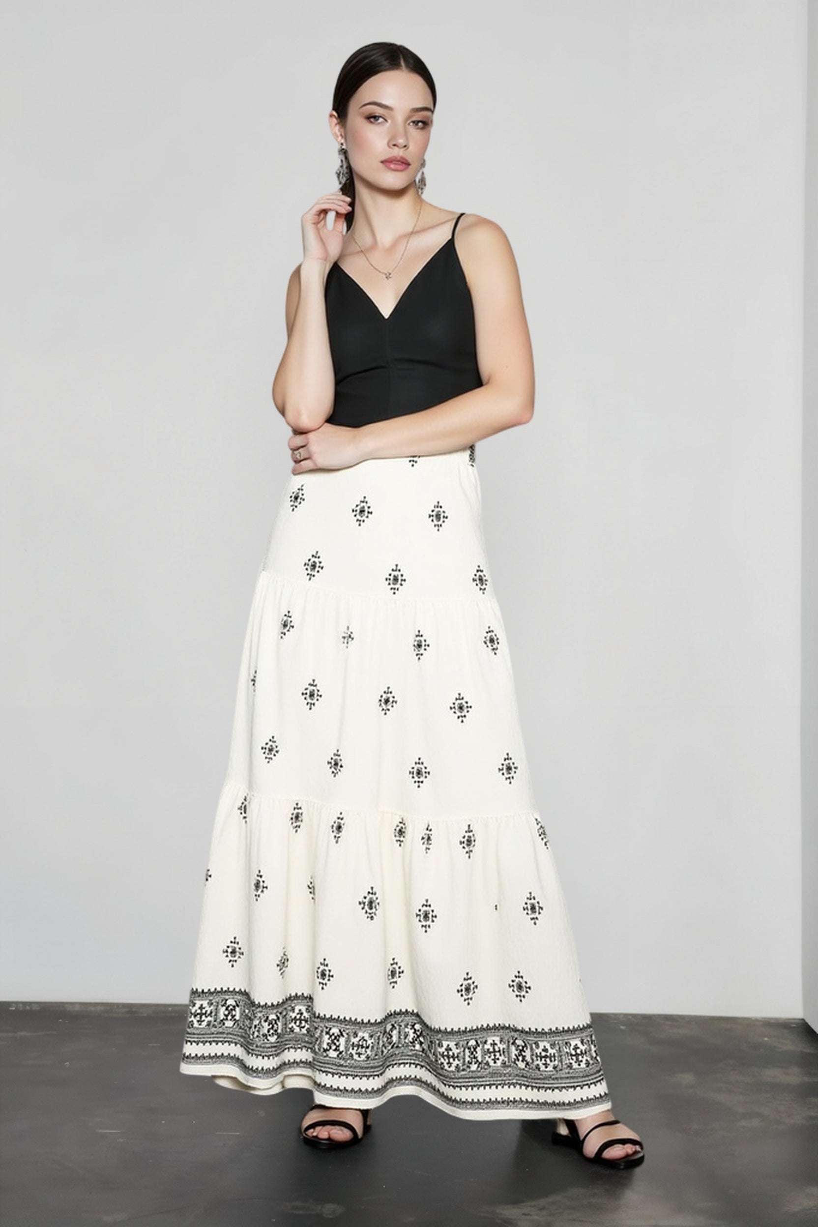 Boho Print High Waist A Line Vacation Skirt Main image