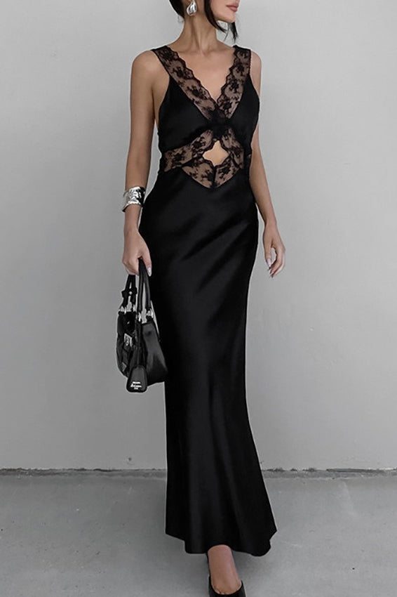 Hollow Out V Neck Mermaid Lace Dress Main image