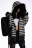 Fur Trim Striped Oversized Zip Hoodie