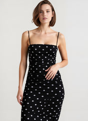 Polka Dot Cami Bodycon Maxi Dress