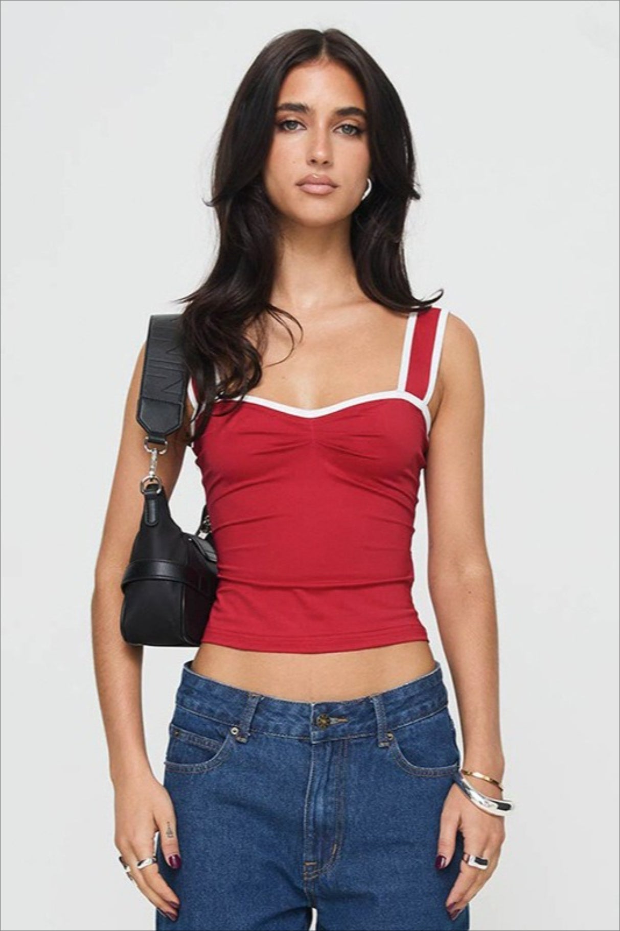 Color Block Square Neck Ruched Cami Top Secondary image