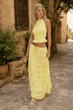 2Piece Skirt Set for Women Lace Up Back Tank Tops Tie Up High Waist Long Skirts Outfits Fairy Vacation Cottagecore Lace Dress