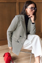 Casual Tweed Houndstooth Blazer