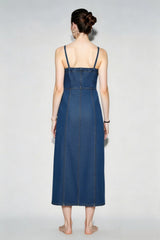 Sleeveless Washed Denim Dress