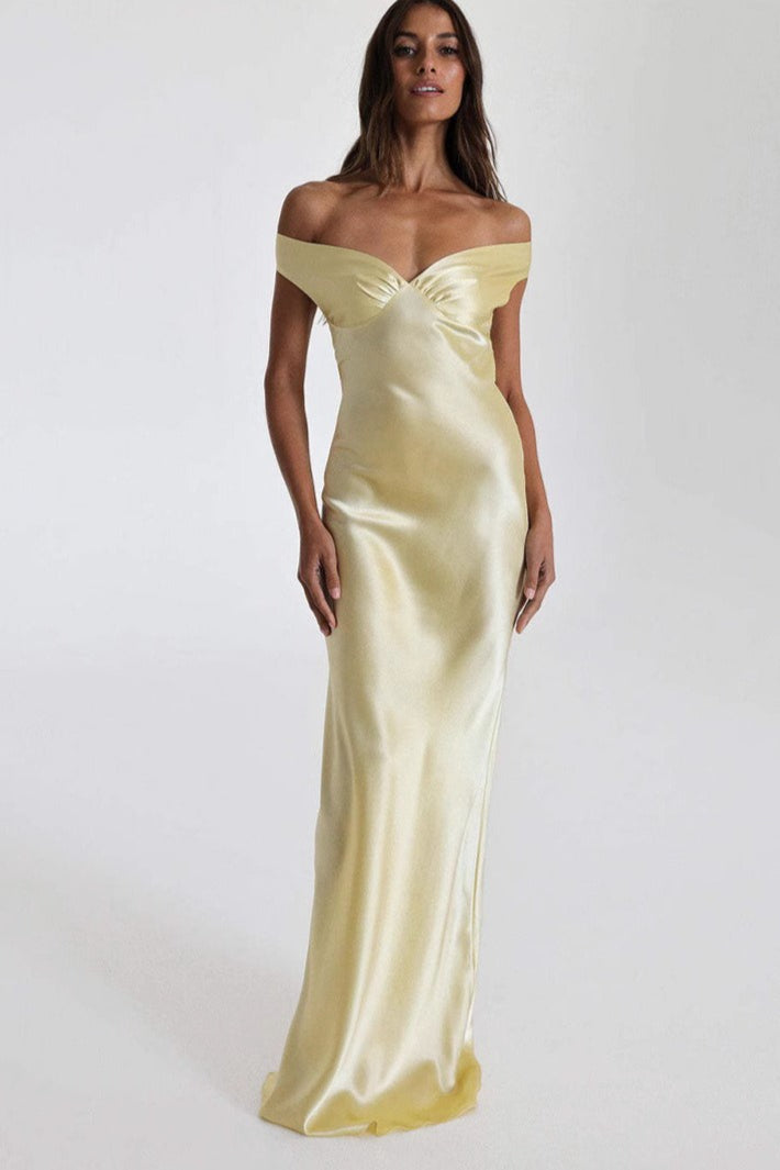 Elegant Mermaid Satin Off Shoulder Formal Dress Main image