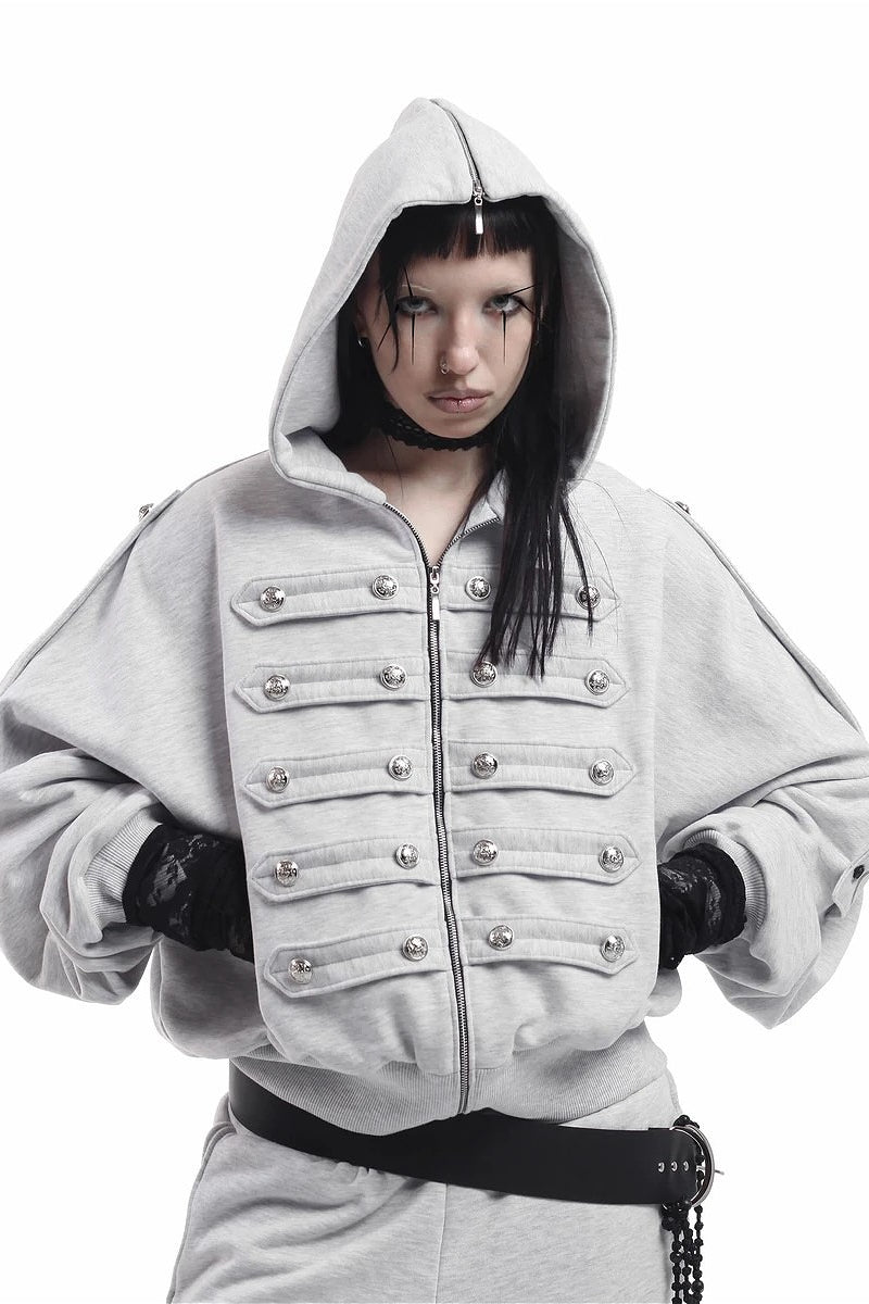 Metallic Buckle Oversized Zip Up Hoodie Main image