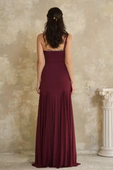 Elegant Halter Bandeau Fitted Backless Floor Length Party Dress