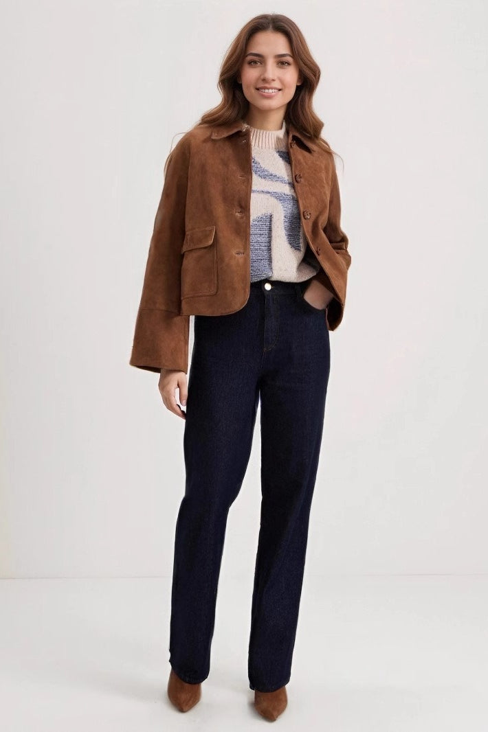 Mid-weight Suede Notch Collar Coat Secondary image