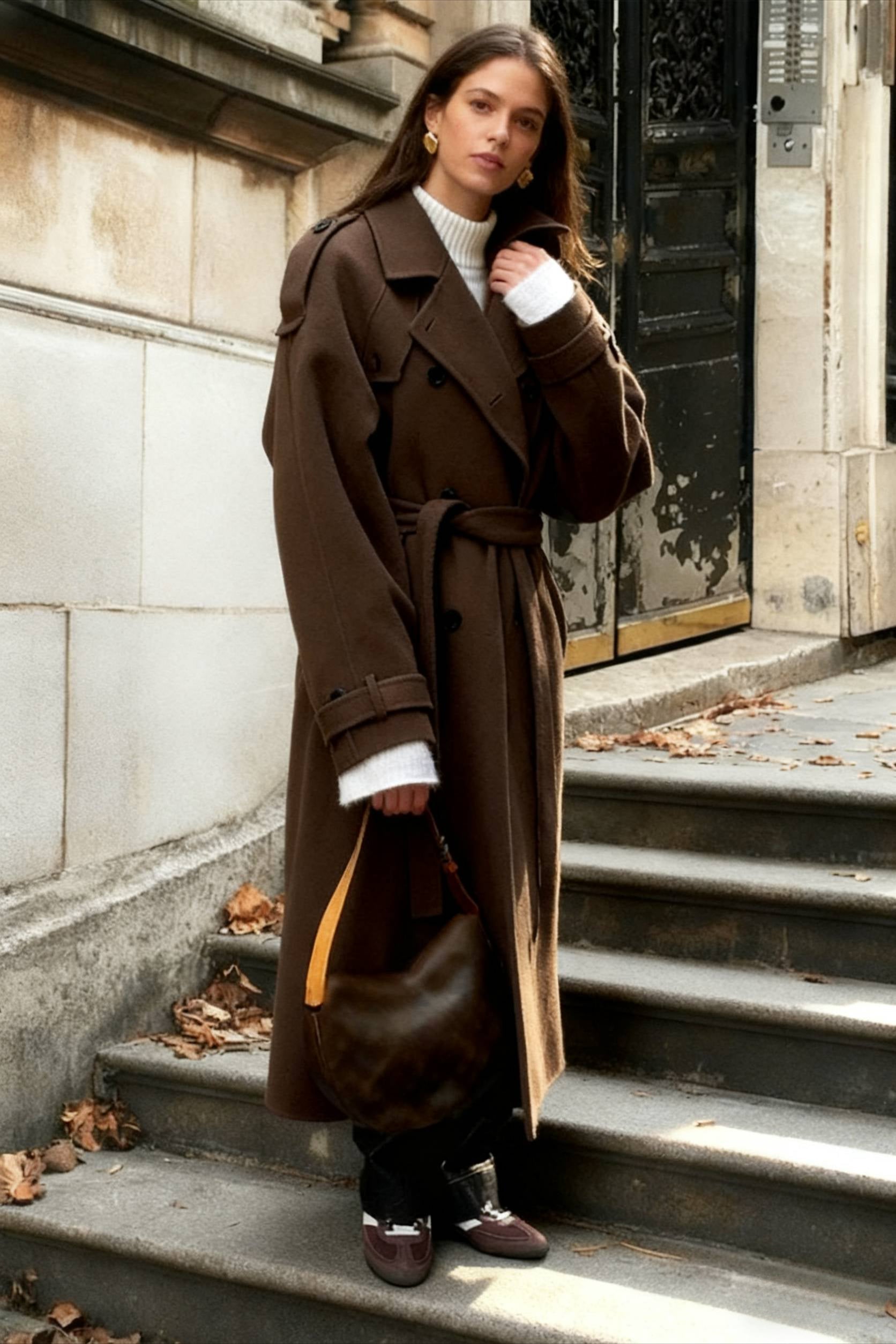 Casual Turn-Down Collar Double-Breasted Overcoat Secondary image