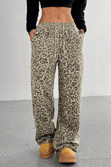 Leopard Print Loose Wide Leg Versatile Casual Pants
