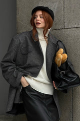 Structured Double Breasted Tweed Coat