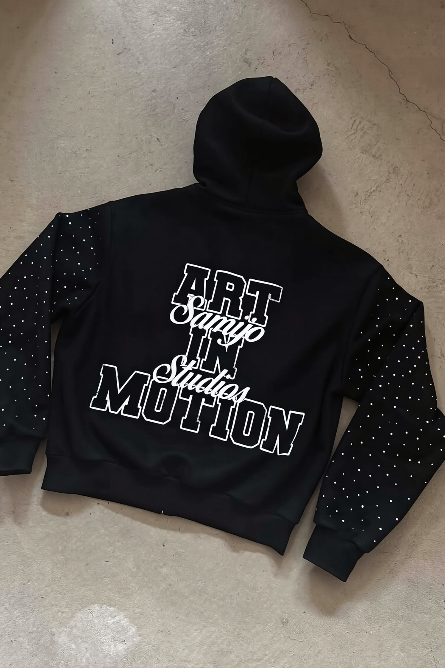 Rhinestone Text Graphic Full Zip Hoodie Secondary image