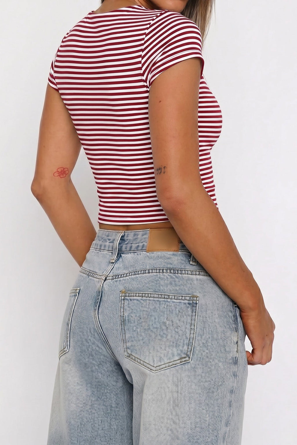 Chic Striped Square Neck Bodycon Tee
