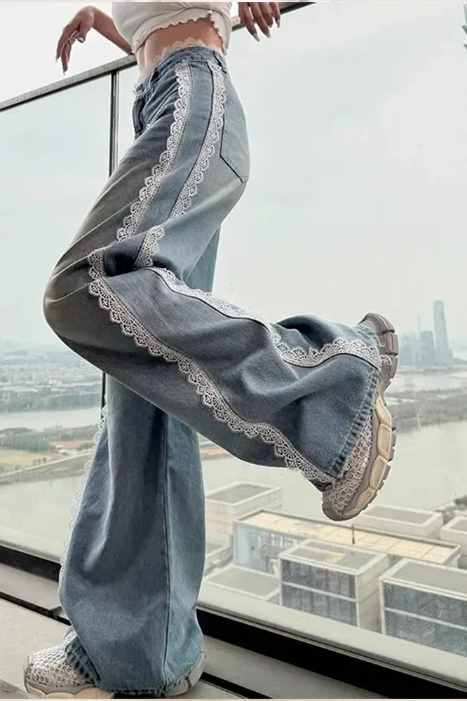 Blue Lace Baggy Y2K Jeans Main image