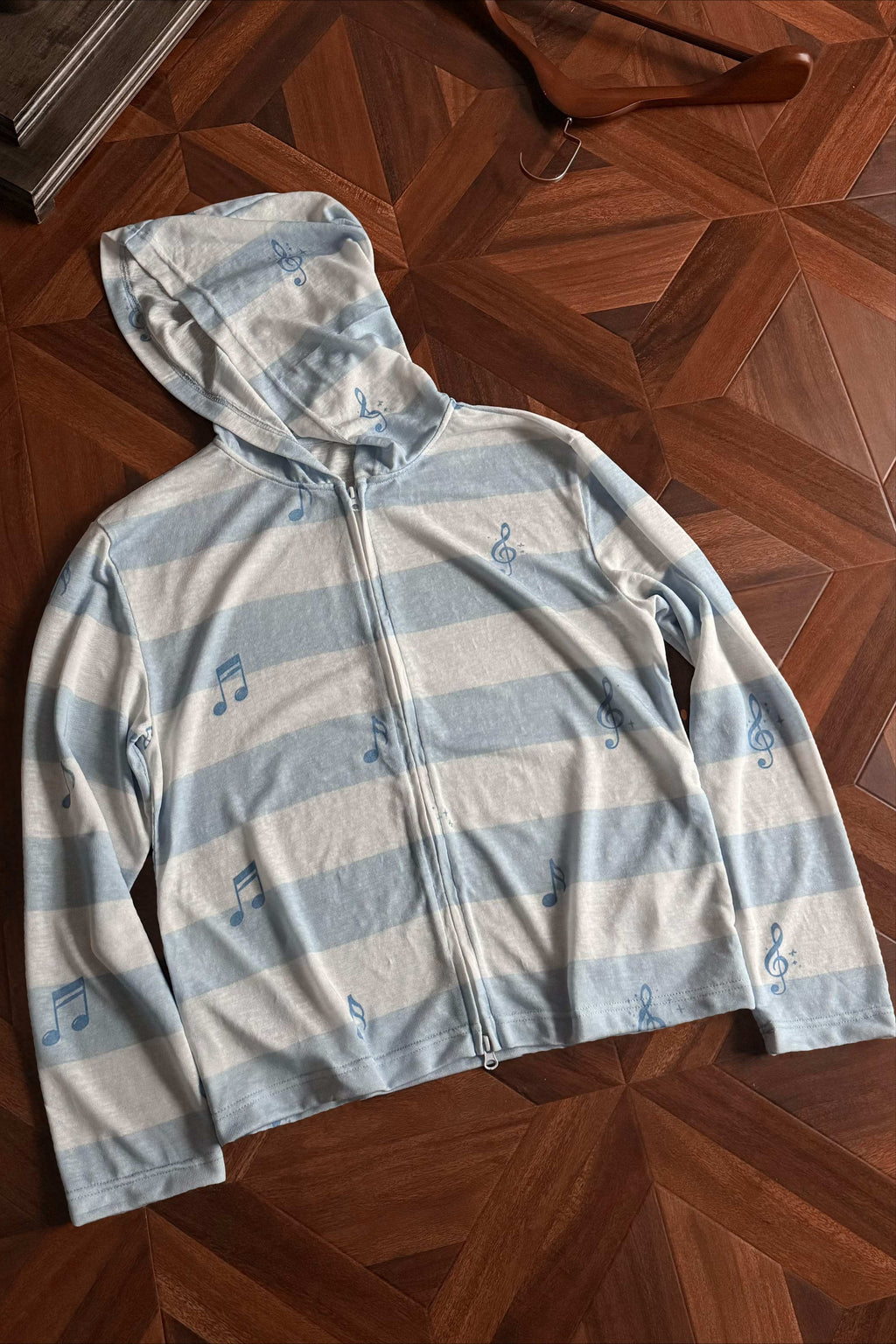 Striped Lyocell Oversized Zip Up Hoodie