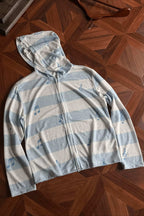 Striped Lyocell Oversized Zip Up Hoodie
