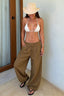 Foldover Waist Wide Leg Cuffed Pants