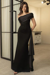 One-Shoulder Sheer Flowing Birthday Dress