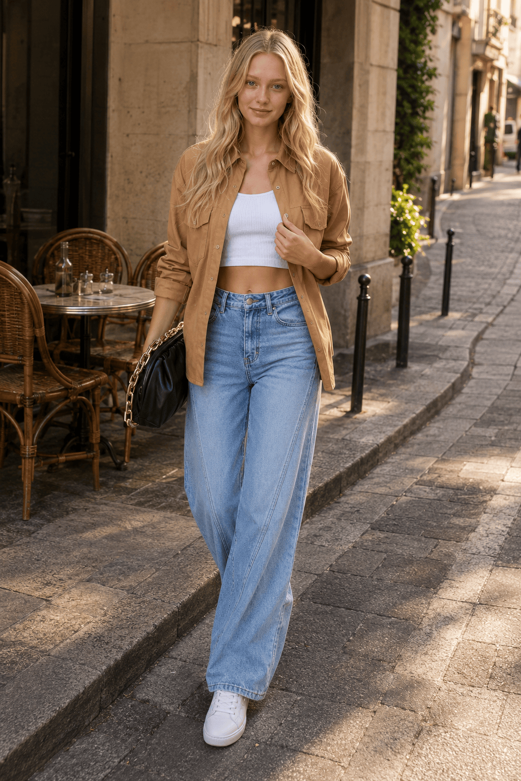 Washed Street Style Wide Leg Jeans