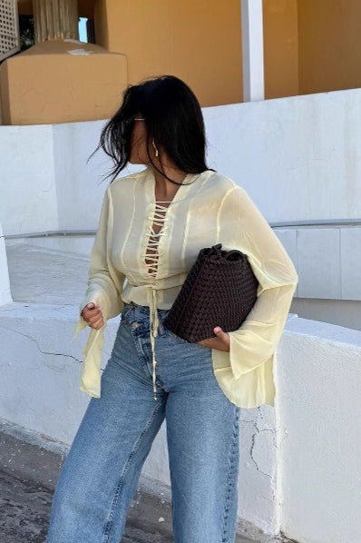 Unique Tie Detail Blouse Secondary image