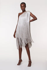 Simple Flowy Fringe Party Cocktail Dress