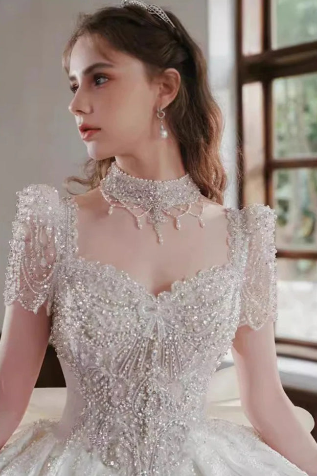 Satin Cathedral Train Wedding Dress Secondary image