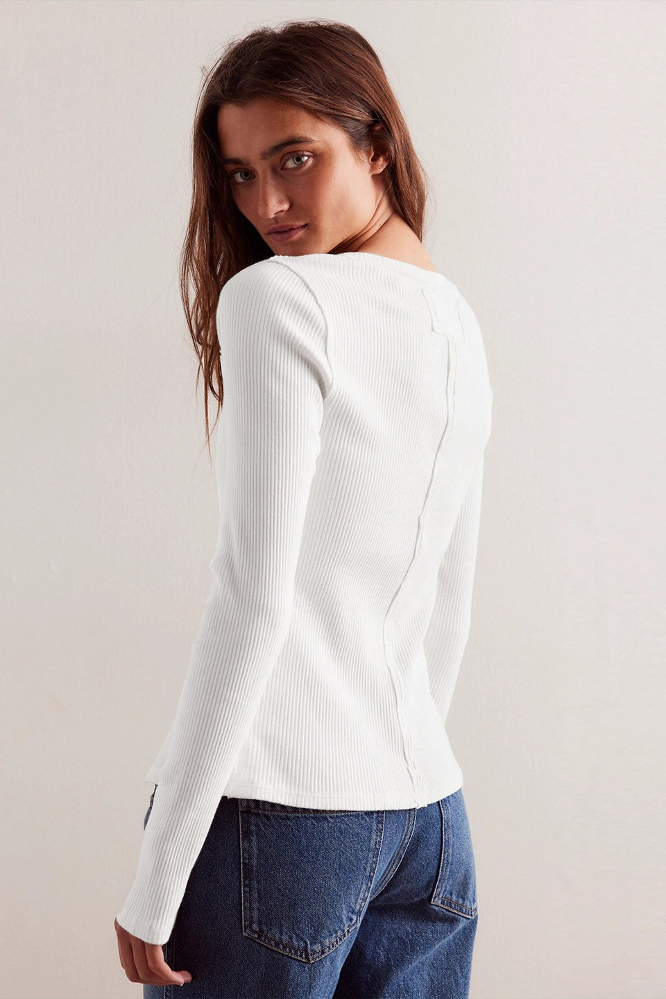 Ribbed Round Neck Button Cardigan Knit Top