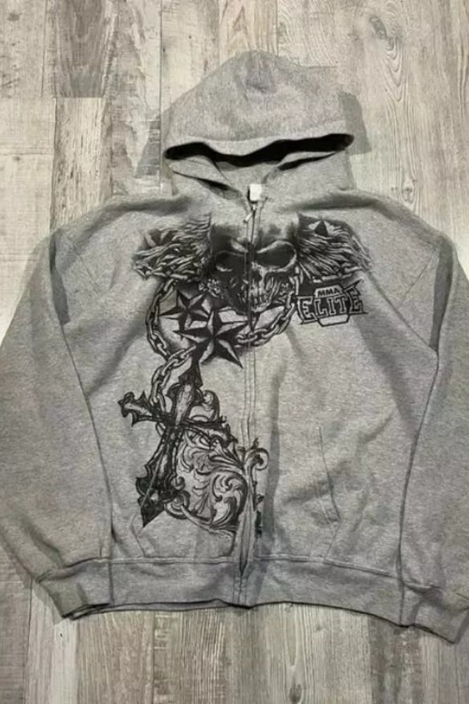 Retro Street Graphic Zip Hoodie Main image