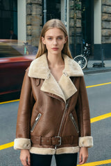 Amy Fashion - New Faux Leather Double Sided Coat
