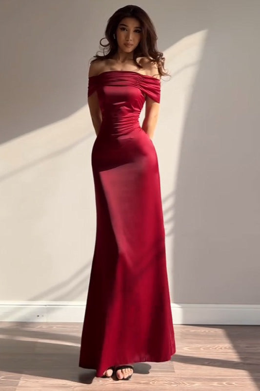 Satin Off-Shoulder A-Line Birthday Dress Main image