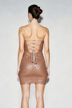 V-Neck Sequin Spaghetti Strap Party Dress