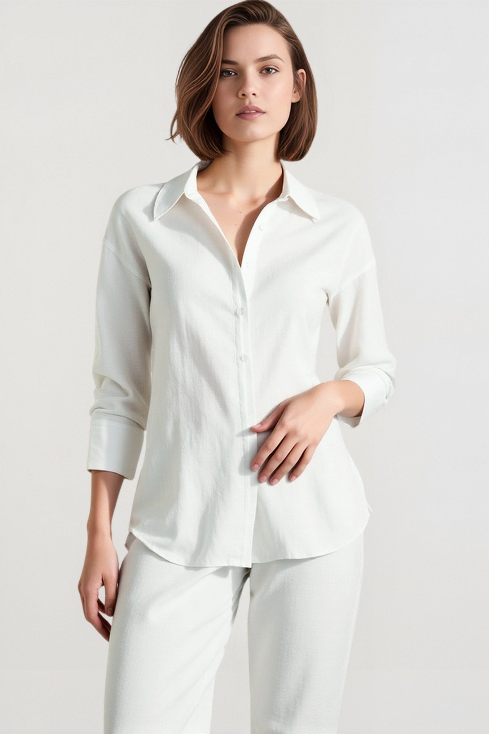 Linen Lightweight Button Down Blouse Secondary image
