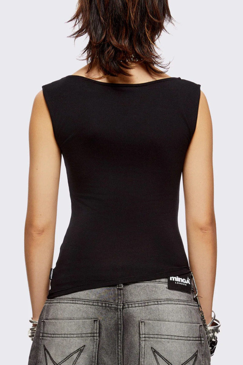 Grommet Cutout Punk Fitted Tank Top