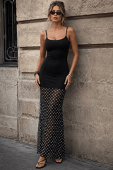 Polka Dot Off Shoulder Backless Bodycon Slip Dress