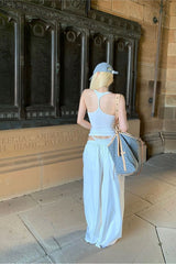 Cross Print Racerback Knot Back Tank Top