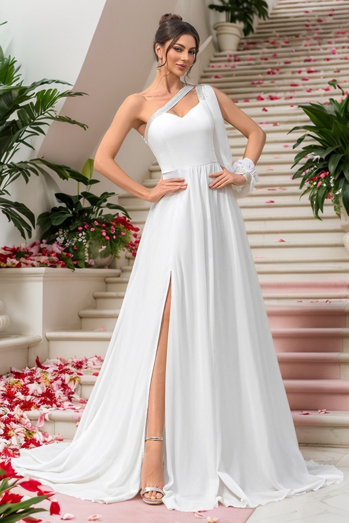 Asymmetric Gown Chiffon One Sleeve Prom Dress Secondary image