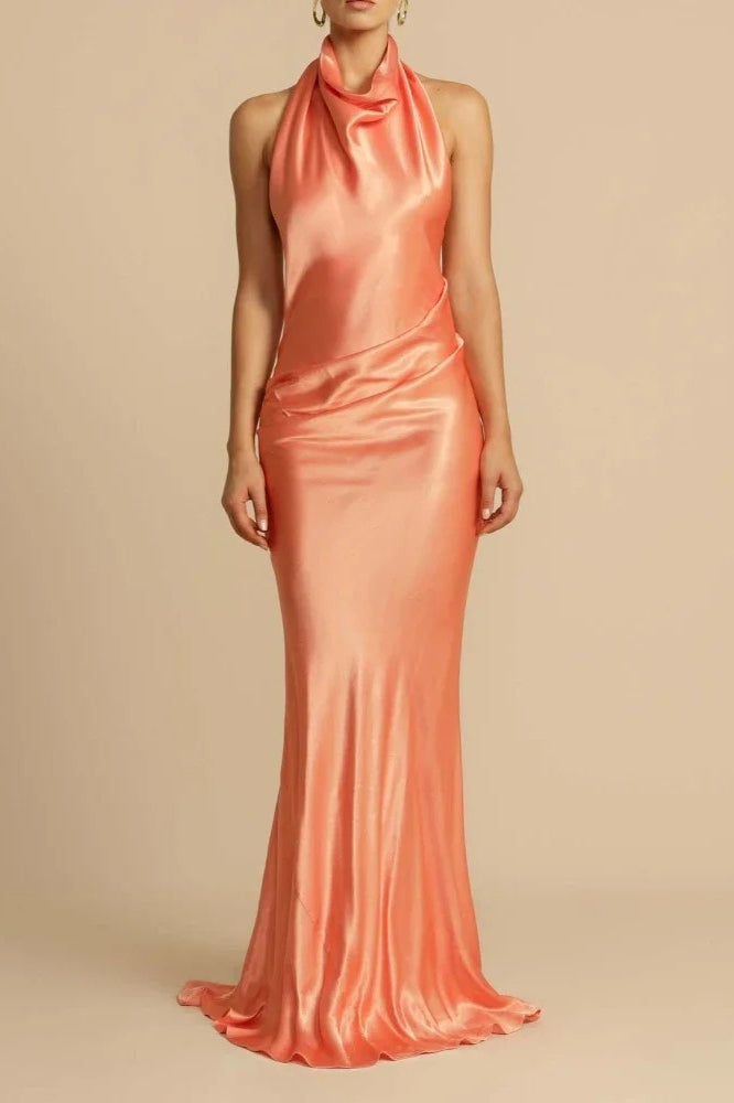 Satin Halter Neck Maxi Dress Secondary image