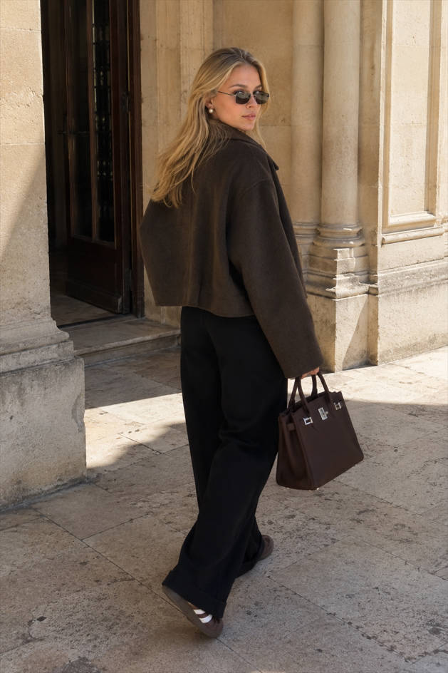 Minimalist Lapel Short Wool Coat